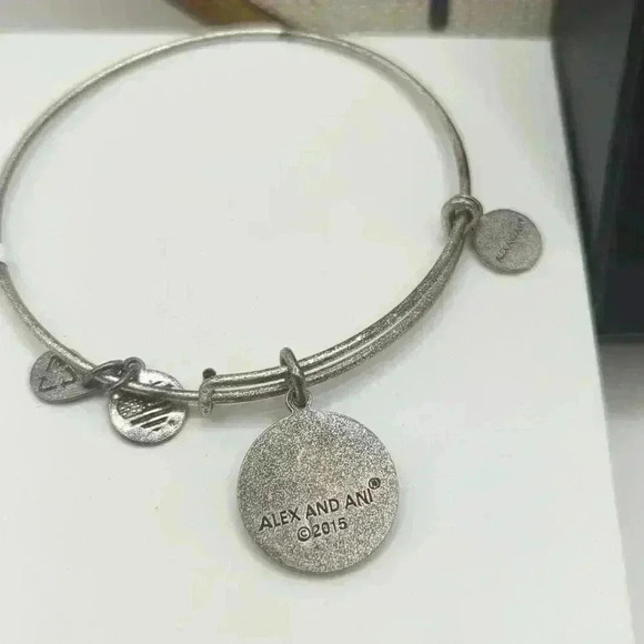 Alex and Ani Silver Tone Initial N sliding Bangle Bracelet - Picture 3 of 3